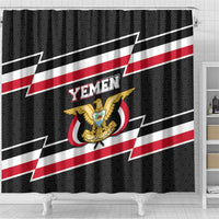 Yemen Shower Curtain with National Eagle Emblem and Flag Stripe Design