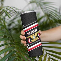 Yemen Skinny Tumbler with National Eagle Emblem and Flag Stripe Design