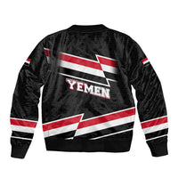 Yemen Sleeve Zip Bomber Jacket with National Eagle Emblem and Flag Stripe Design