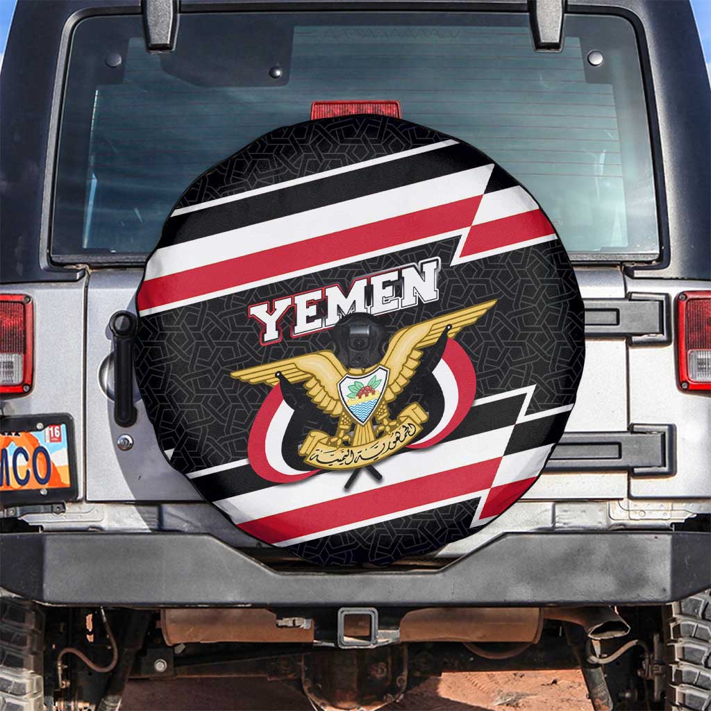Yemen Spare Tire Cover with National Eagle Emblem and Flag Stripe Design