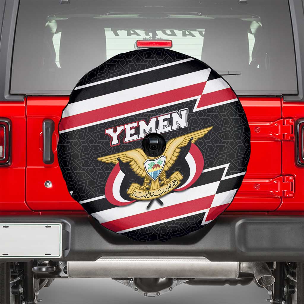 Yemen Spare Tire Cover with National Eagle Emblem and Flag Stripe Design