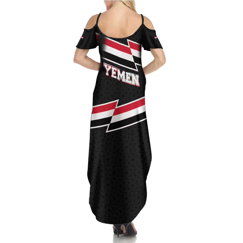 Yemen Summer Maxi Dress with National Eagle Emblem and Flag Stripe Design