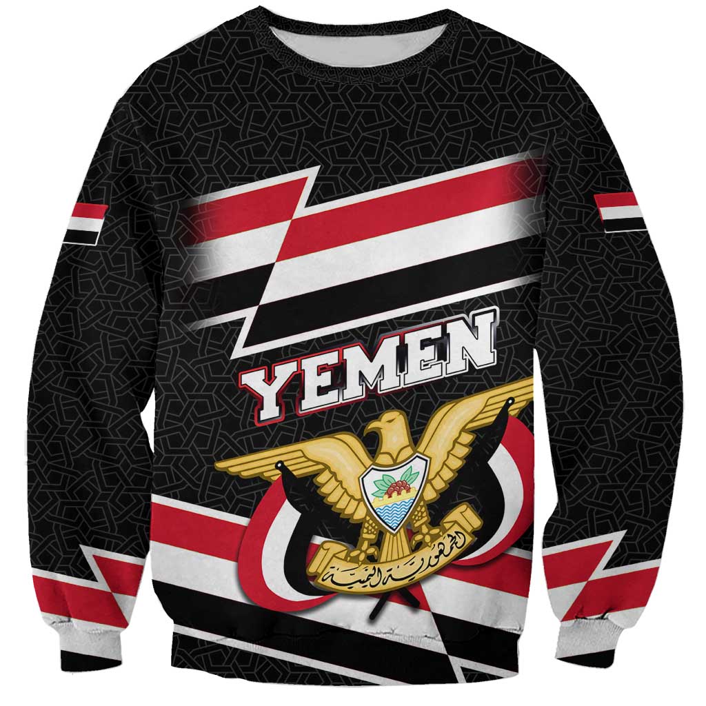 Yemen Sweatshirt with National Eagle Emblem and Flag Stripe Design