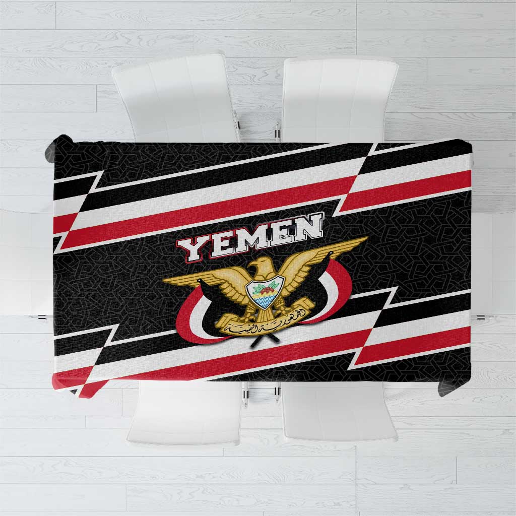 Yemen Tablecloth with National Eagle Emblem and Flag Stripe Design