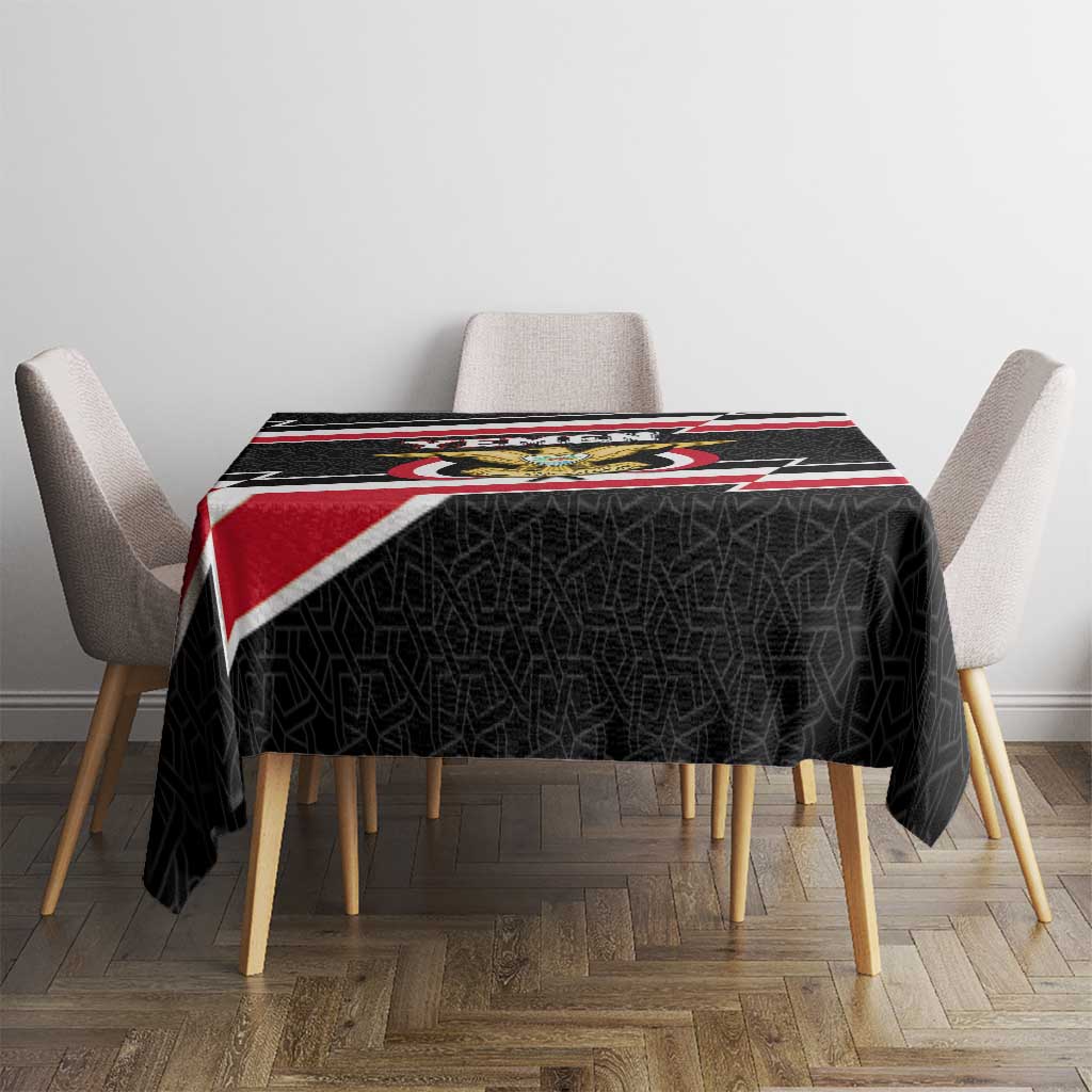 Yemen Tablecloth with National Eagle Emblem and Flag Stripe Design
