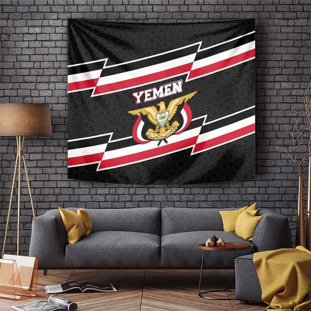 Yemen Tapestry with National Eagle Emblem and Flag Stripe Design