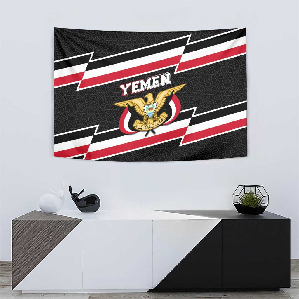 Yemen Tapestry with National Eagle Emblem and Flag Stripe Design