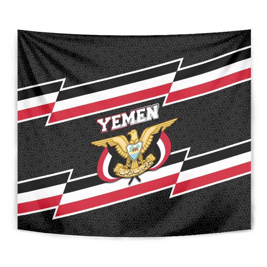 Yemen Tapestry with National Eagle Emblem and Flag Stripe Design