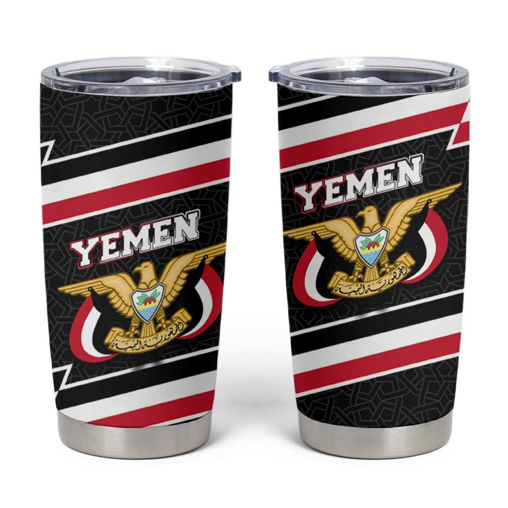 Yemen Tumbler Cup with National Eagle Emblem and Flag Stripe Design