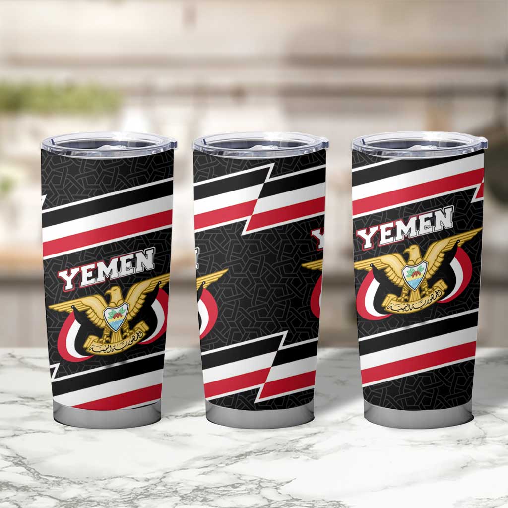Yemen Tumbler Cup with National Eagle Emblem and Flag Stripe Design