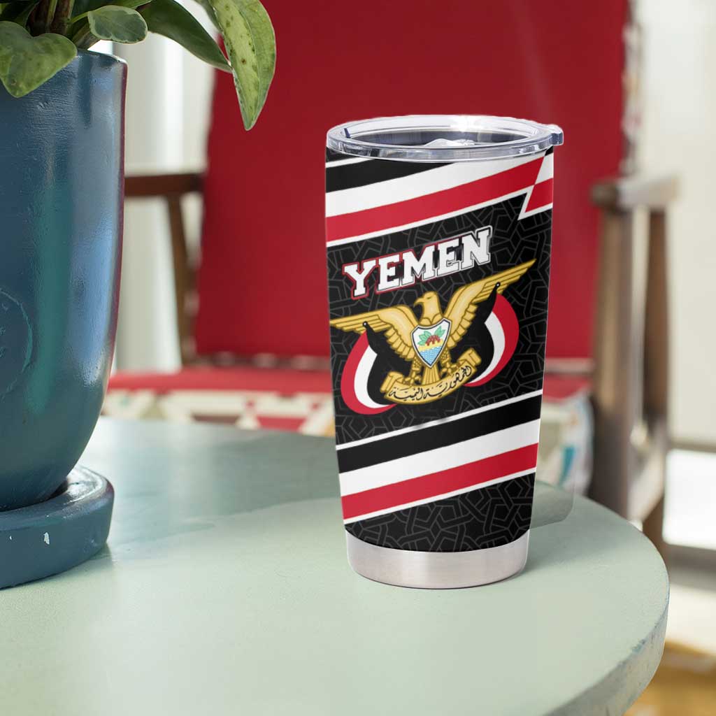 Yemen Tumbler Cup with National Eagle Emblem and Flag Stripe Design