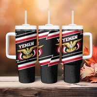 Yemen Tumbler With Handle with National Eagle Emblem and Flag Stripe Design