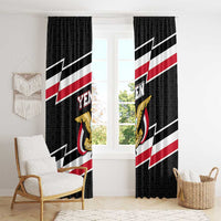 Yemen Window Curtain with National Eagle Emblem and Flag Stripe Design