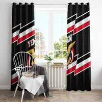 Yemen Window Curtain with National Eagle Emblem and Flag Stripe Design