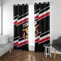 Yemen Window Curtain with National Eagle Emblem and Flag Stripe Design