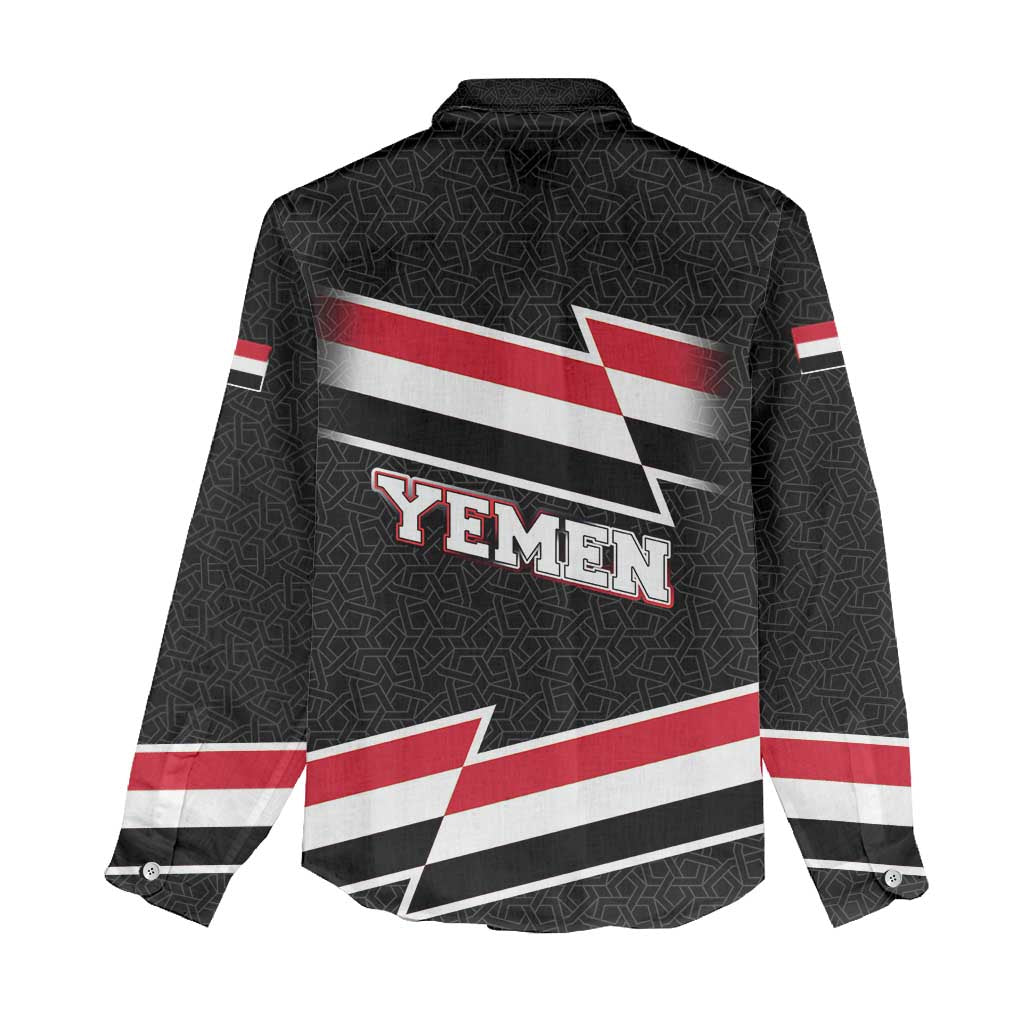 Yemen Women Casual Shirt with National Eagle Emblem and Flag Stripe Design