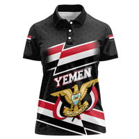 Yemen Women Polo Shirt with National Eagle Emblem and Flag Stripe Design