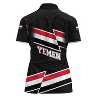 Yemen Women Polo Shirt with National Eagle Emblem and Flag Stripe Design