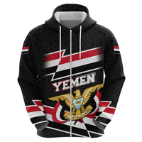 Yemen Zip Hoodie with National Eagle Emblem and Flag Stripe Design