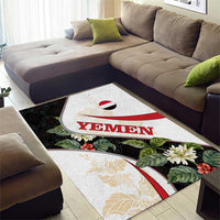 Yemen Area Rug with Mocha Coffee Plant Design and National Flag Accents
