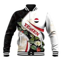 Yemen Baseball Jacket with Mocha Coffee Plant Design and National Flag Accents