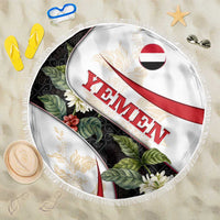Yemen Beach Blanket with Mocha Coffee Plant Design and National Flag Accents