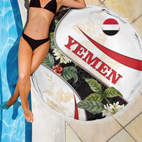 Yemen Beach Blanket with Mocha Coffee Plant Design and National Flag Accents