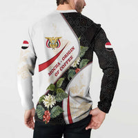 Yemen Button Sweatshirt with Mocha Coffee Plant Design and National Flag Accents