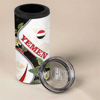 Yemen 4 in 1 Can Cooler Tumbler with Mocha Coffee Plant Design and National Flag Accents