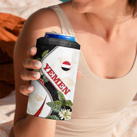 Yemen 4 in 1 Can Cooler Tumbler with Mocha Coffee Plant Design and National Flag Accents