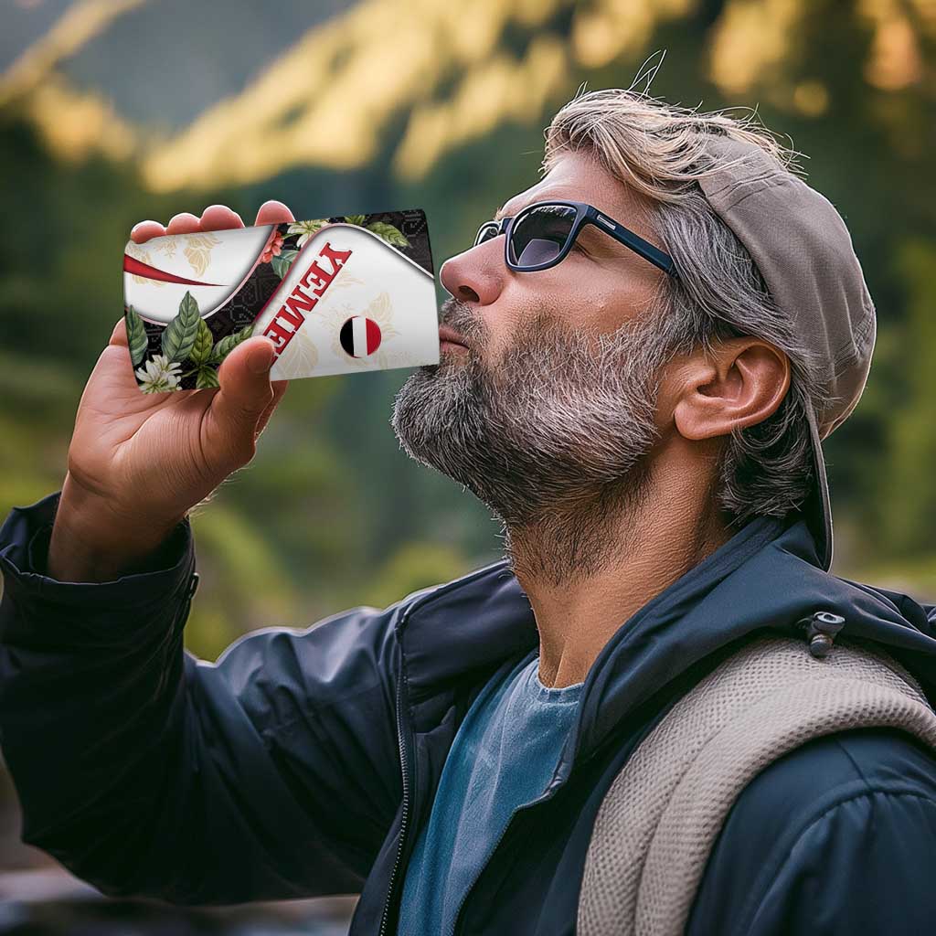 Yemen 4 in 1 Can Cooler Tumbler with Mocha Coffee Plant Design and National Flag Accents