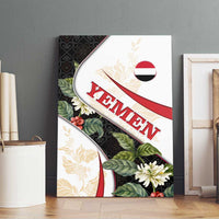 Yemen Canvas Wall Art with Mocha Coffee Plant Design and National Flag Accents