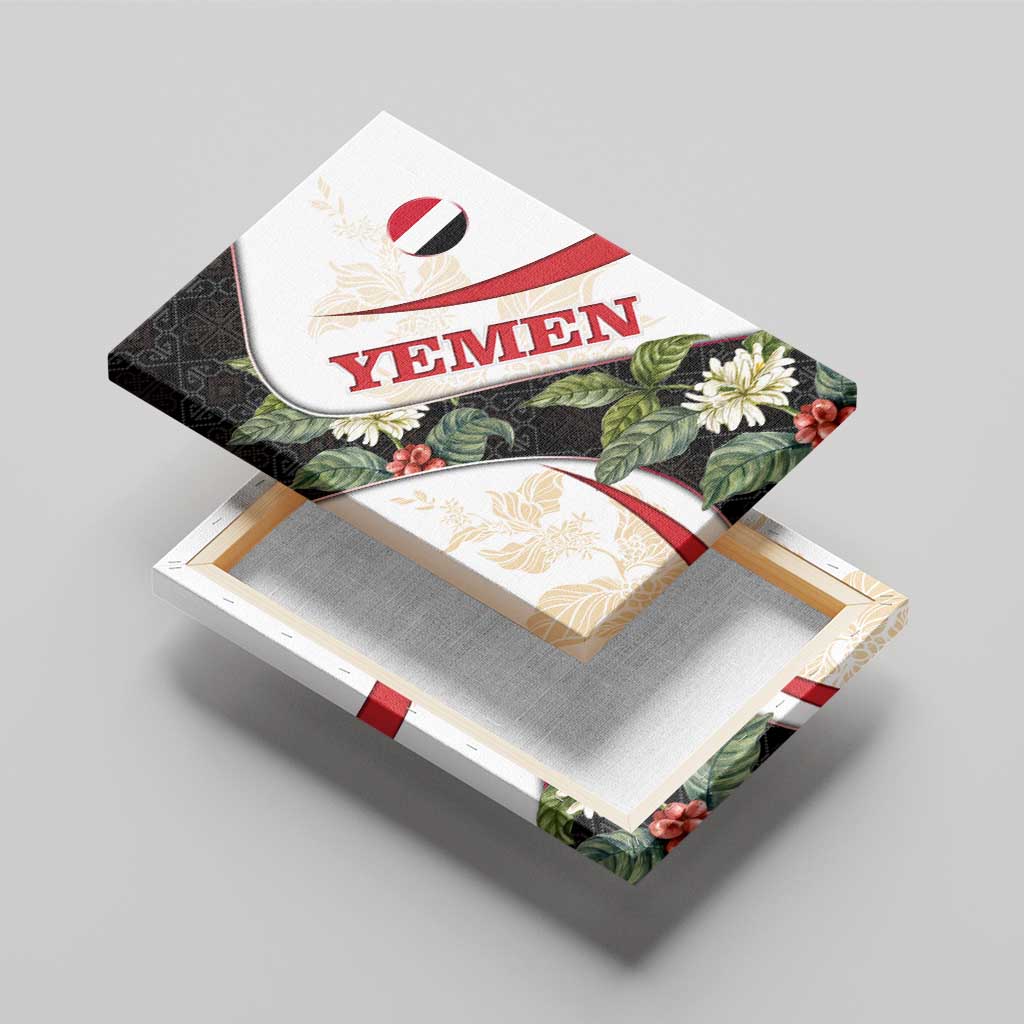 Yemen Canvas Wall Art with Mocha Coffee Plant Design and National Flag Accents