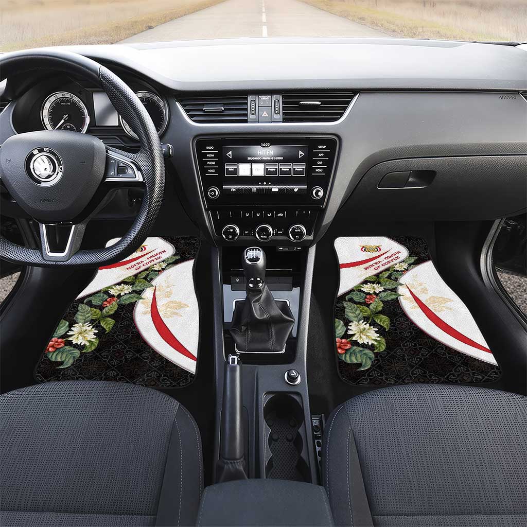 Yemen Car Mats with Mocha Coffee Plant Design and National Flag Accents