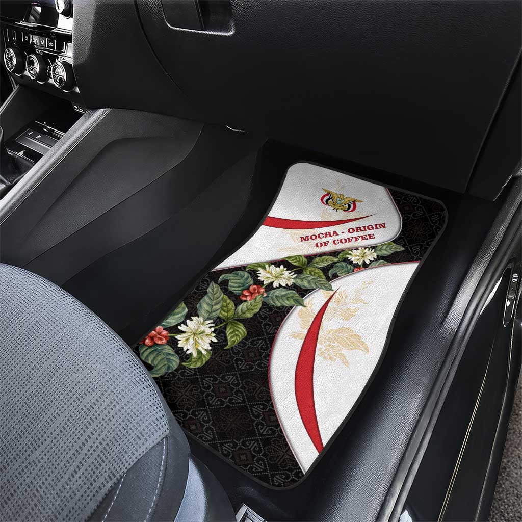 Yemen Car Mats with Mocha Coffee Plant Design and National Flag Accents