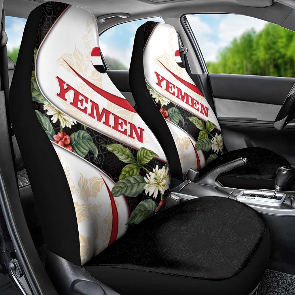 Yemen Car Seat Cover with Mocha Coffee Plant Design and National Flag Accents