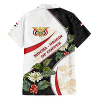 Yemen Family Matching Long Sleeve Bodycon Dress and Hawaiian Shirt with Mocha Coffee Plant Design and National Flag Accents