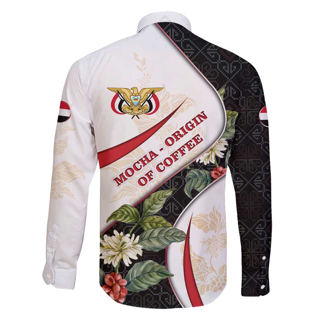 Yemen Family Matching Long Sleeve Bodycon Dress and Hawaiian Shirt with Mocha Coffee Plant Design and National Flag Accents