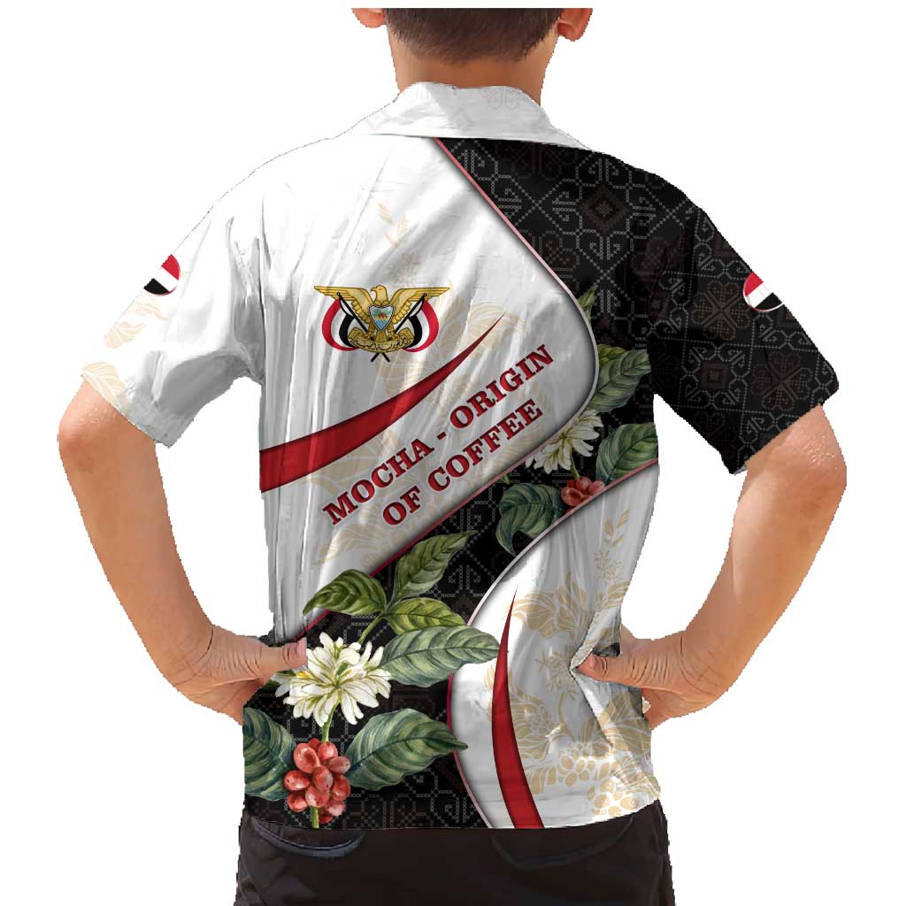 Yemen Family Matching Mermaid Dress and Hawaiian Shirt with Mocha Coffee Plant Design and National Flag Accents