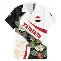 Yemen Family Matching Off The Shoulder Long Sleeve Dress and Hawaiian Shirt with Mocha Coffee Plant Design and National Flag Accents