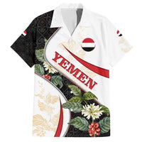 Yemen Family Matching Tank Maxi Dress and Hawaiian Shirt with Mocha Coffee Plant Design and National Flag Accents