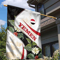 Yemen Garden Flag with Mocha Coffee Plant Design and National Flag Accents