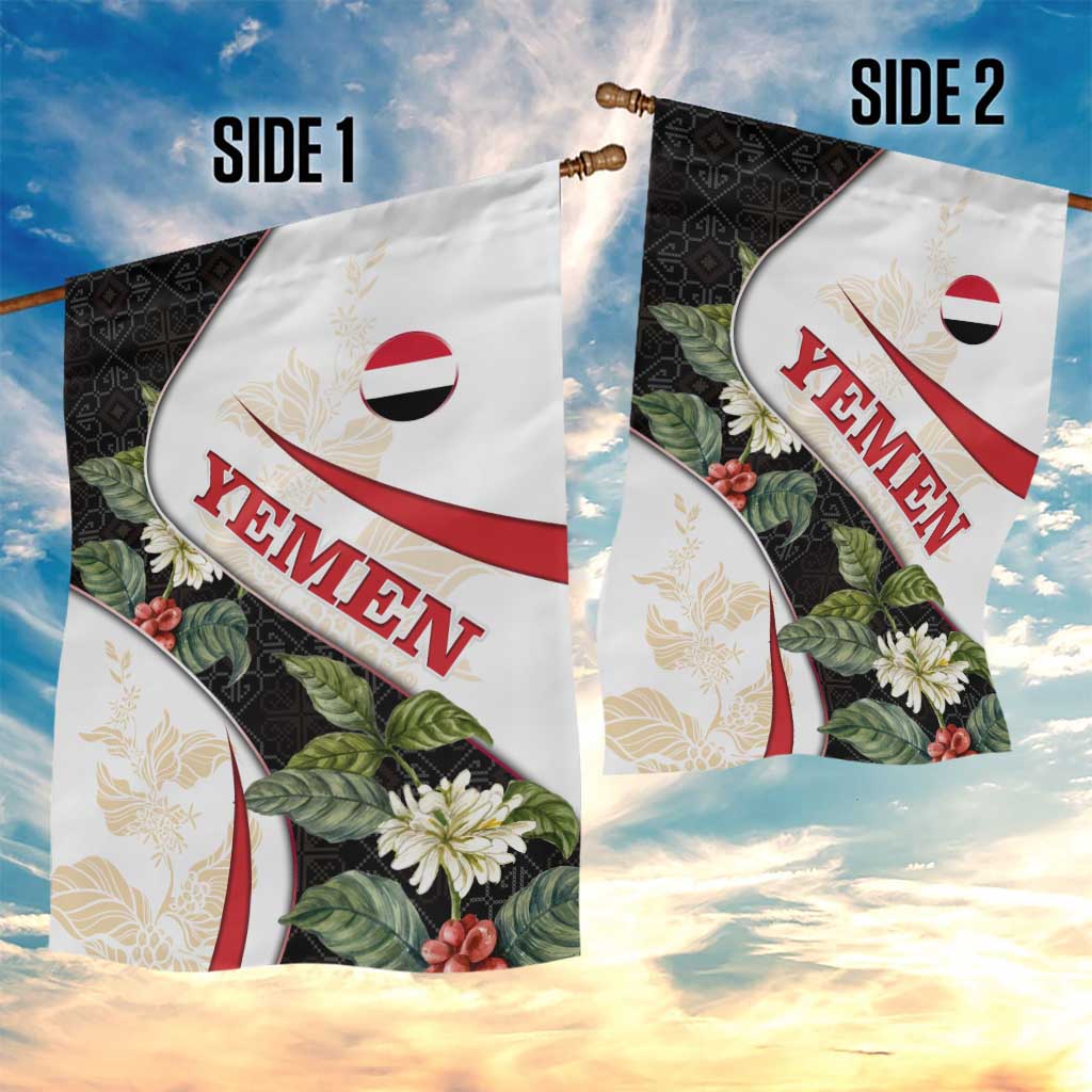 Yemen Garden Flag with Mocha Coffee Plant Design and National Flag Accents