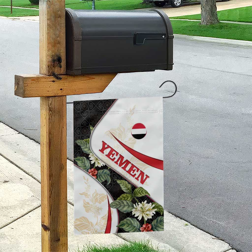 Yemen Garden Flag with Mocha Coffee Plant Design and National Flag Accents