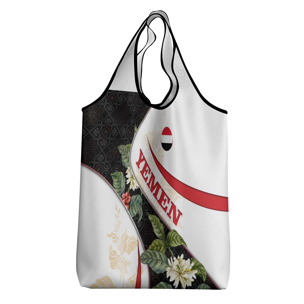 Yemen Grocery Bag with Mocha Coffee Plant Design and National Flag Accents