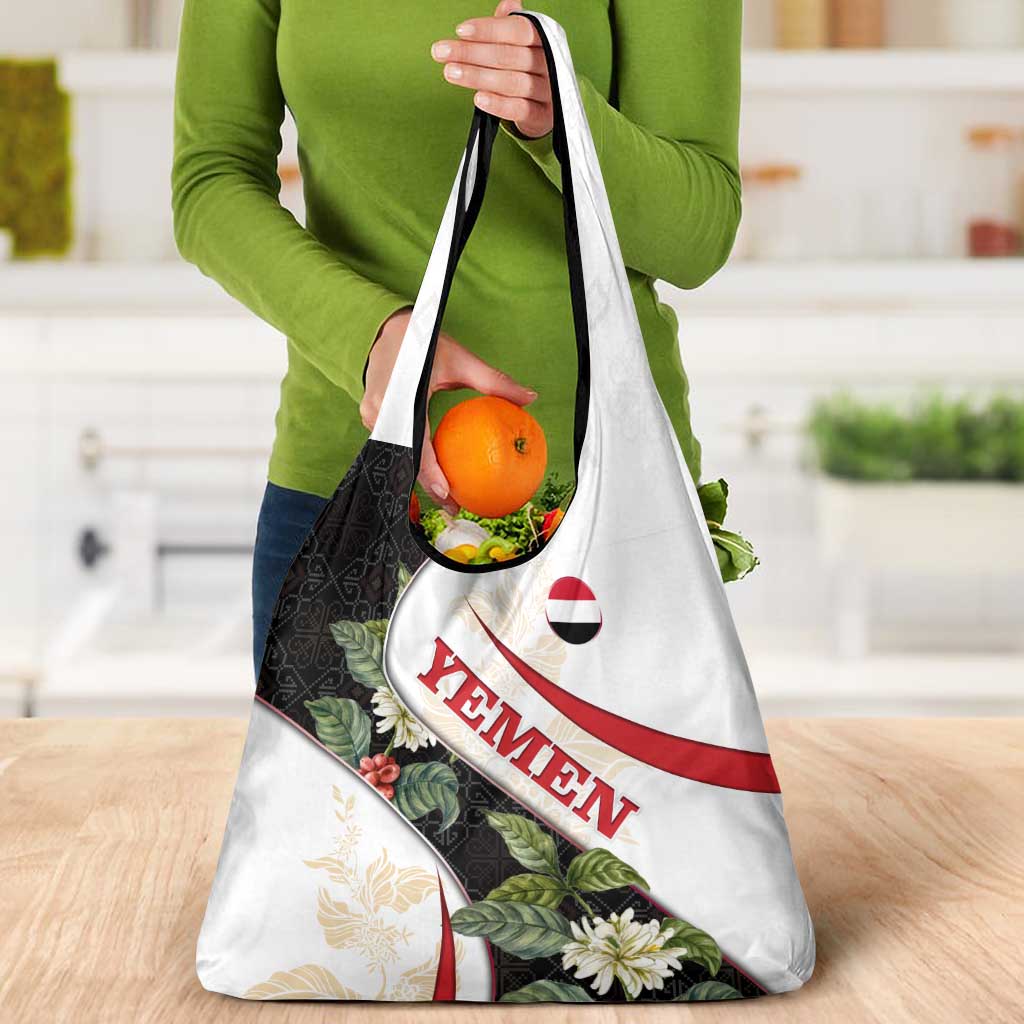 Yemen Grocery Bag with Mocha Coffee Plant Design and National Flag Accents