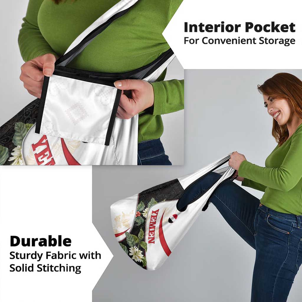 Yemen Grocery Bag with Mocha Coffee Plant Design and National Flag Accents