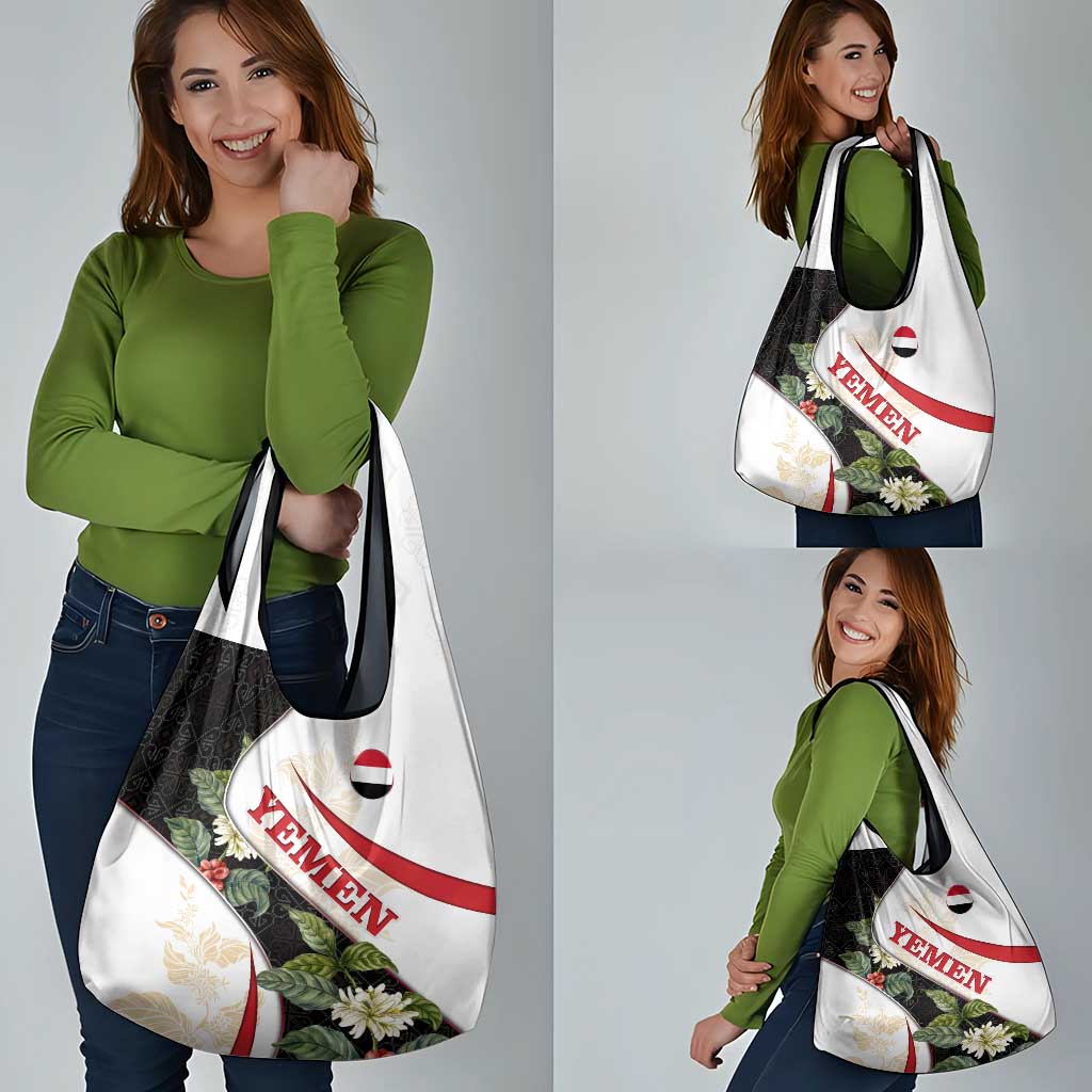 Yemen Grocery Bag with Mocha Coffee Plant Design and National Flag Accents