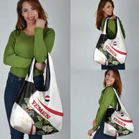 Yemen Grocery Bag with Mocha Coffee Plant Design and National Flag Accents