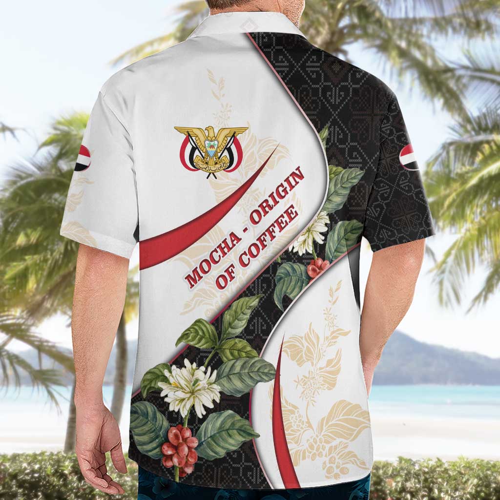 Yemen Hawaiian Shirt with Mocha Coffee Plant Design and National Flag Accents